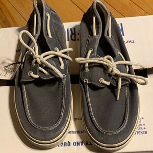 Sperry Grayish blue Canvas Boat Shoes with White Laces